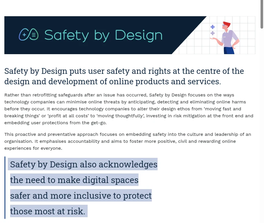 eSafety Commissioner's Safety by Design framework