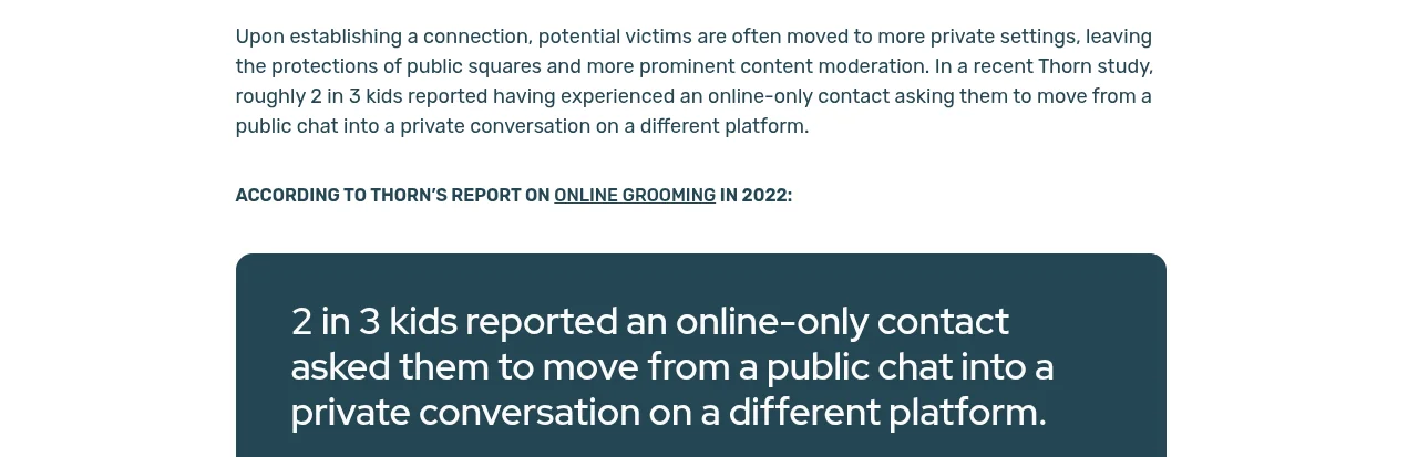 Thorn statistic: 2 in 3 kids asked to move to private platform