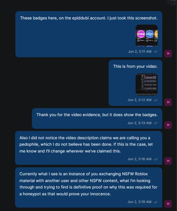 Our badge confrontation messages