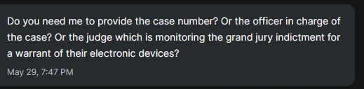 His offer to provide case details