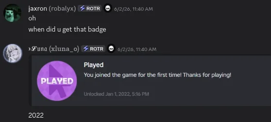 Luna's badge award date