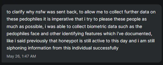 His admission that NSFW was sent back