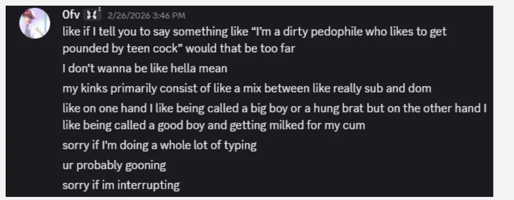 0fv suggesting what the other user should say
