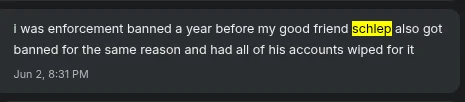 His claim that Schlep is his good friend