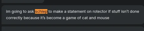 His threat to involve Schlep