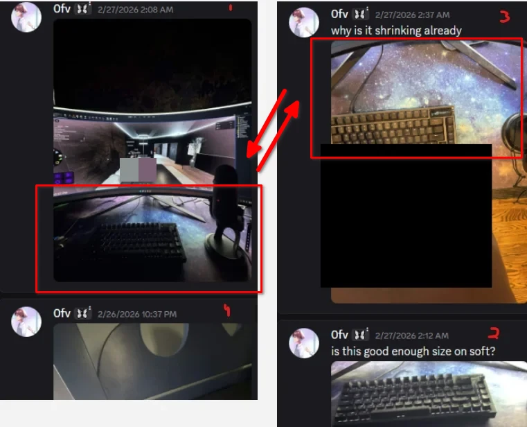 The explicit photo and the condo shot share the same desk