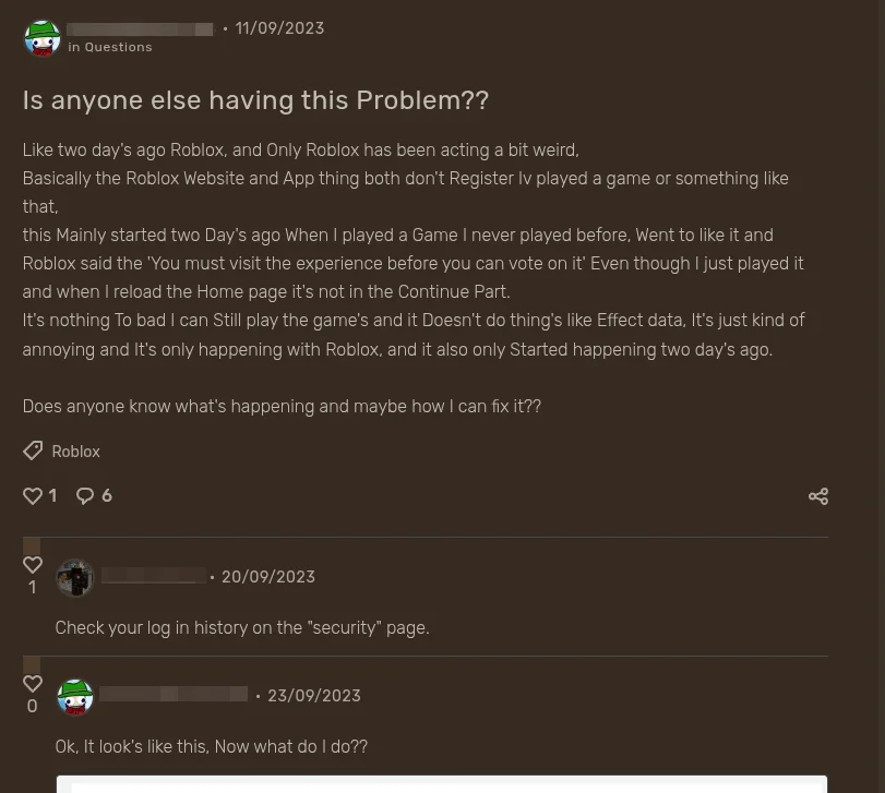 A 2023 forum post describing the same vote bug