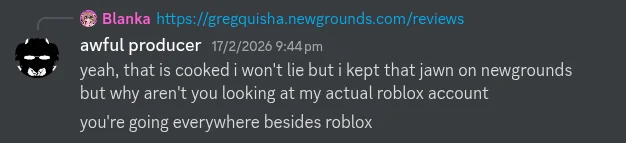 His Newgrounds admission