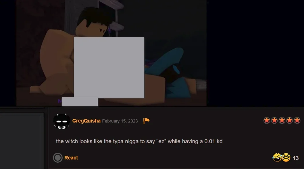 Another comment he left on Roblox R34 content